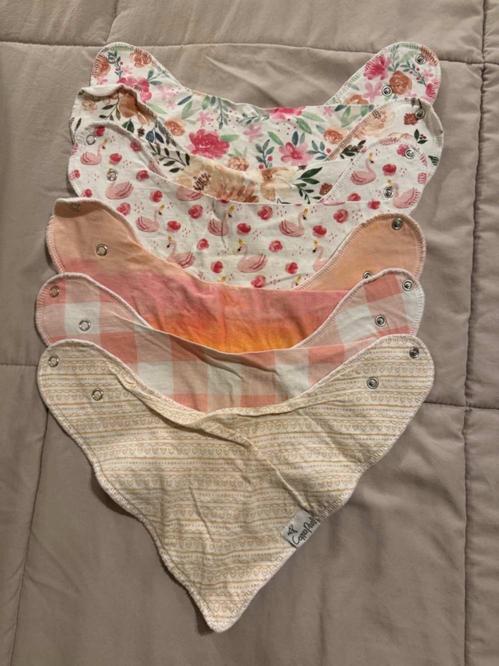 Baby Bandana Bib Set - Floral & Peach Multi-Pattern - Unbranded